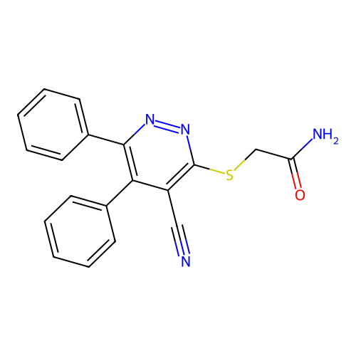 2-(4-Cyano-5,6-diphenylpyridazin-3-ylthio)acetamide structure