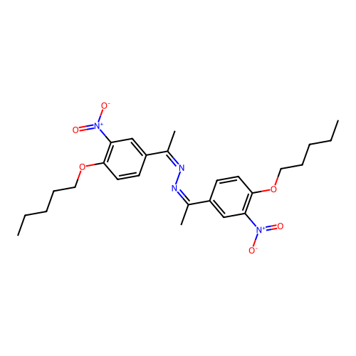 Ethanone, 1-(3-nitro-4-(pentyloxy)phenyl)-(1-(3-nitro-4-(pentyloxy)phenyl)ethylidene)hydrazone structure