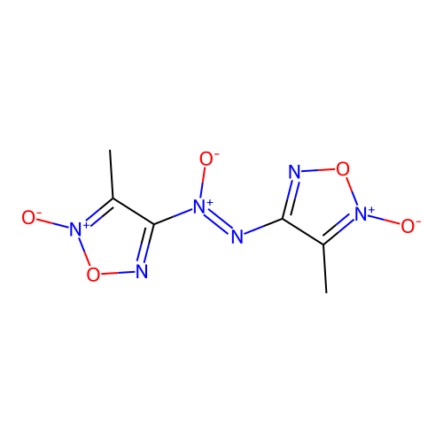(Z)-4,4'-(1-oxidodiazene-1,2-diyl)bis(3-methyl-1,2,5-oxadiazole 2-oxide) structure