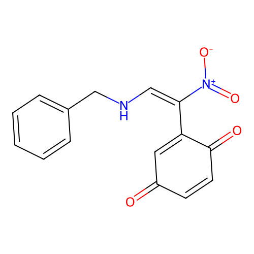 2-[(E)-2-(benzylamino)-1-nitroethenyl]cyclohexa-2,5-diene-1,4-dione structure