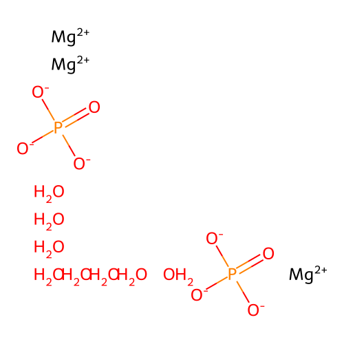 Magnesium phosphate, tribasic, octahydrate structure