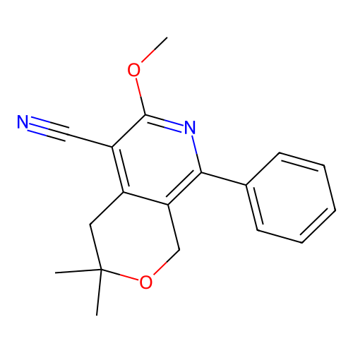 6-Methoxy-3,3-dimethyl-8-phenyl-3,4-dihydro-1H-pyrano[3,4-c]pyridine-5-carbonitrile structure