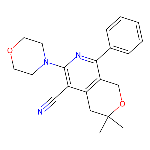 3,3-dimethyl-6-morpholin-4-yl-8-phenyl-1,4-dihydropyrano[3,4-c]pyridine-5-carbonitrile structure