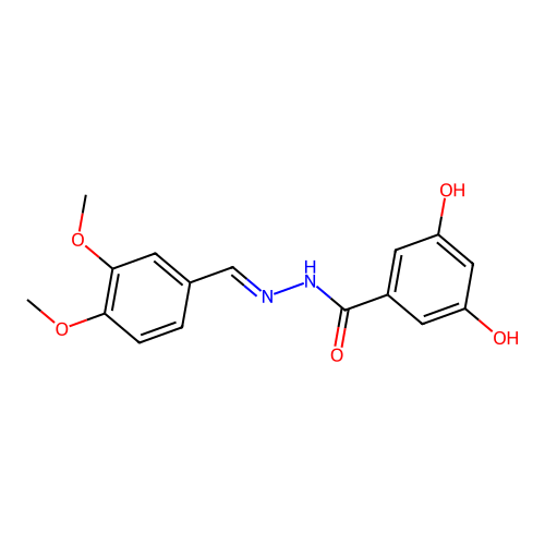 N'-(3,4-dimethoxybenzylidene)-3,5-dihydroxybenzohydrazide structure