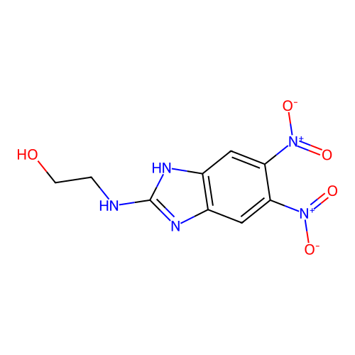 2-[(5,6-dinitro-1H-benzimidazol-2-yl)amino]ethanol structure