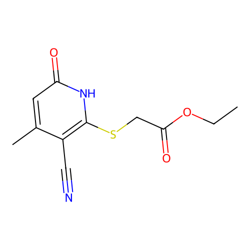 Ethyl [(3-cyano-4-methyl-6-oxo-1,6-dihydro-2-pyridinyl)thio]acetate structure