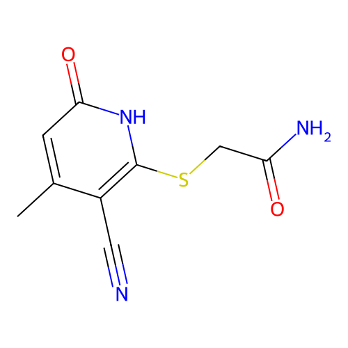 2-(3-Cyano-4-methyl-6-oxo-2-hydropyridylthio)acetamide structure