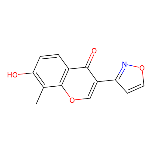 7-hydroxy-3-(isoxazol-3-yl)-8-methyl-4H-chromen-4-one structure