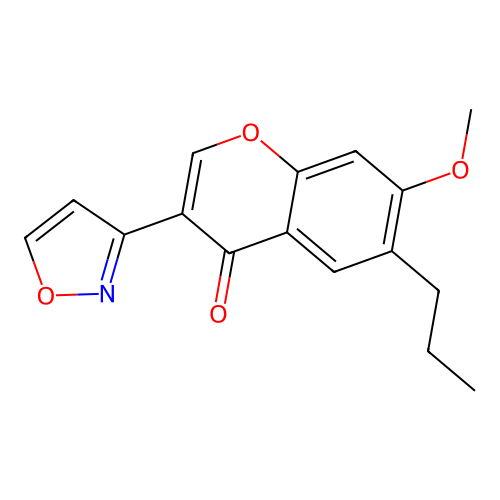 3-(isoxazol-3-yl)-7-methoxy-6-propyl-4H-chromen-4-one structure