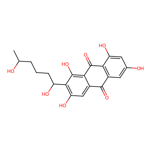 2-(1,5-Dihydroxyhexyl)-1,3,6,8-tetrahydroxyanthracene-9,10-dione structure