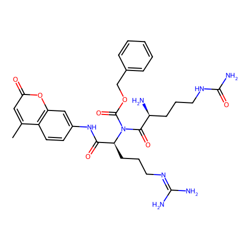 Benzyloxycarbonylcitrullyl-arginine 4-methylcoumarin-7-ylamide structure