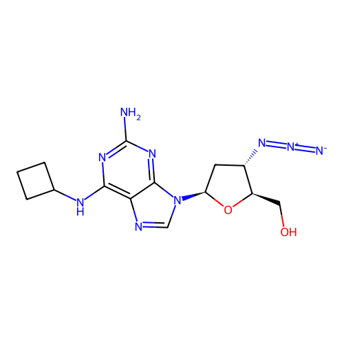 Adenosine, 2-amino-3'-azido-N-cyclobutyl-2',3'-dideoxy- structure