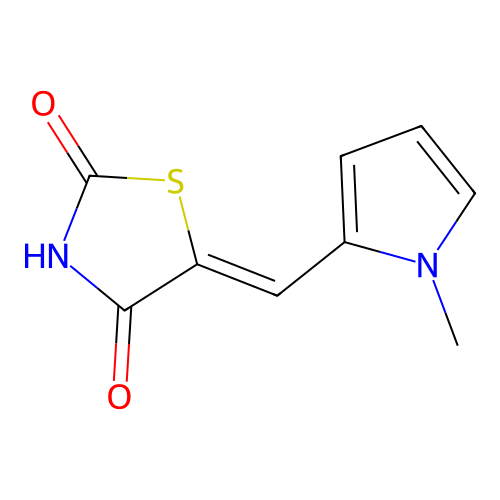 (Z)-5-((1-methyl-1H-pyrrol-2-yl)methylene)thiazolidine-2,4-dione structure