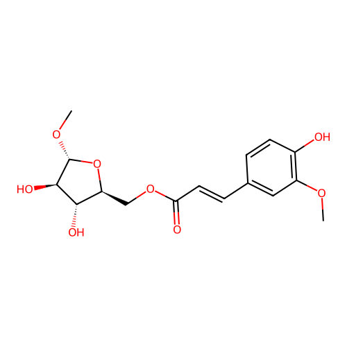 Methyl 5-O-feruloylarabinofuranoside structure