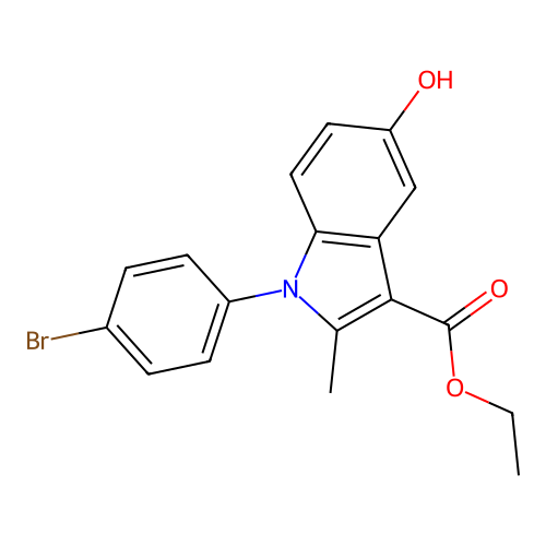 ethyl 1-(4-bromophenyl)-5-hydroxy-2-methyl-1H-indole-3-carboxylate structure