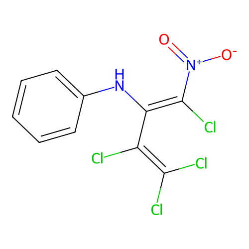 N-[(1E)-2,3,3-trichloro-1-[chloro(nitro)methylene]allyl]aniline structure