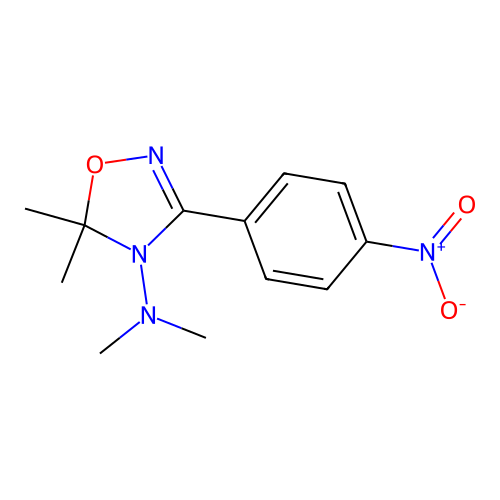 N,N,5,5-tetramethyl-3-(4-nitrophenyl)-1,2,4-oxadiazol-4(5H)-amine structure