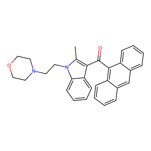 Anthracen-9-yl(2-methyl-1-(2-(morpholin-4-yl)ethyl)-1H-indol-3-yl)methanone structure