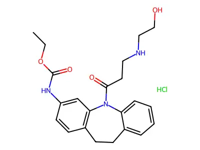 3-Carbethoxyamino-5-(beta-oxyethylaminopropionyl)-10,11-dihydro-5H-dibenz(b,f)azepine HCl structure