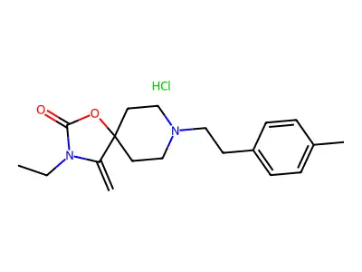 1-Oxa-3,8-diazaspiro(4.5)decan-2-one, 3-ethyl-4-methylene-8-(2-(4-methylphenyl)ethyl)-, monohydrochloride structure
