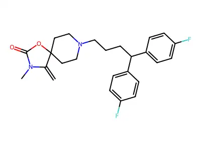 1-Oxa-3,8-diazaspiro(4.5)decan-2-one, 8-(4,4-bis(4-fluorophenyl)butyl)-3-methyl-4-methylene- structure