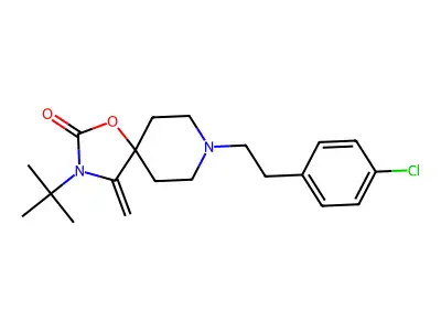 1-Oxa-3,8-diazaspiro(4.5)decan-2-one, 8-(2-(4-chlorophenyl)ethyl)-3-(1,1-dimethylethyl)-4-methylene- structure