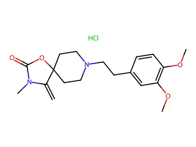 1-Oxa-3,8-diazaspiro(4.5)decan-2-one, 8-(2-(3,4-dimethoxyphenyl)ethyl)-3-methyl-4-methylene-,monohydrochloride structure