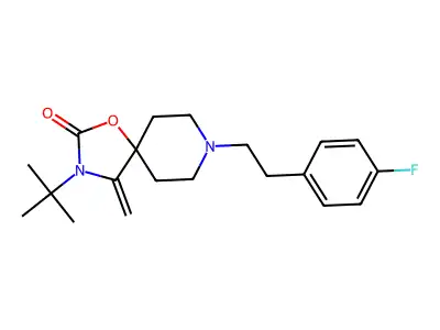 1-Oxa-3,8-diazaspiro(4.5)decan-2-one, 3-(1,1-dimethylethyl)-8-(2-(4-fluorophenyl)ethyl)-4-methylene- structure