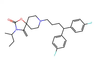 8-(4,4-Bis(4-fluorophenyl)butyl)-3-butyl-4-methylene-1-oxa-3,8-diazaspiro(4.5)decan-2-one structure