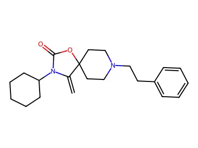 1-Oxa-3,8-diazaspiro(4.5)decan-2-one, 3-cyclohexyl-4-methylene-8-(2-phenylethyl)- structure