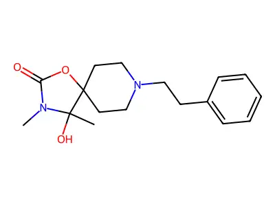 1-Oxa-3,8-diazaspiro(4.5)decan-2-one, 4-hydroxy-3,4-dimethyl-8-(2-phenylethyl)- structure