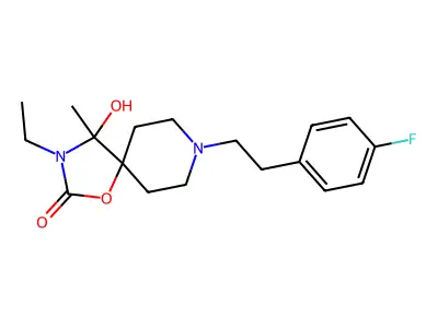 3-Ethyl-8-(2-(4-fluorophenyl)ethyl)-4-hydroxy-4-methyl-1-oxa-3,8-diazaspiro(4.5)decan-2-one structure