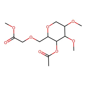 4-O-acetyl-1,5-anhydro-O-(methoxycarbonylmethyl)di-O-methylglucitol structure