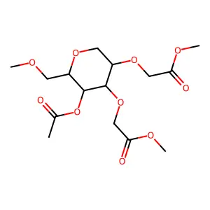 4-O-acetyl-1,5-anhydro-di-O-(methoxycarbonylmethyl)-O-methylglucitol structure