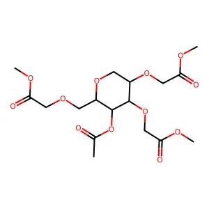 4-O-acetyl-1,5-anhydro-2,3,6-tri-O-(methoxycarbonylmethyl)glucitol structure