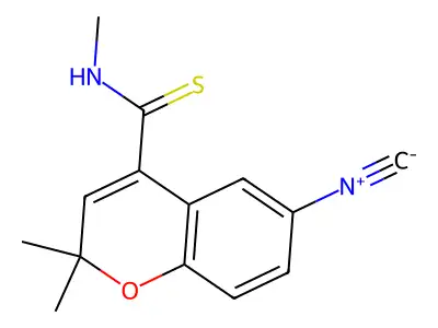 6-cyano-2,2-dimethyl-N-methyl-2H-1-benzopyran-4-thiocarboxamide structure
