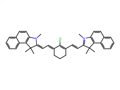 2-[(2E)-2-[2-chloro-3-[(E)-2-(1,1,3-trimethylbenzo[e]indol-3-ium-2-yl)ethenyl]cyclohex-2-en-1-ylidene]ethylidene]-1,1,3-trimethylbenzo[e]indole structure