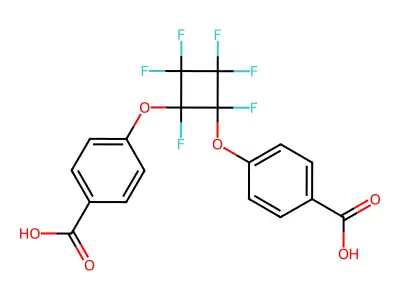 4-[2-(4-Carboxyphenoxy)-1,2,3,3,4,4-hexafluorocyclobutyl]oxybenzoic acid structure