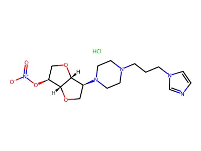 L-Iditol, 1,4:3,6-dianhydro-2-deoxy-2-(4-(3-(1H-imidazol-1-yl)propyl)-1-piperazinyl)-, 5-nitrate, hydrochloride structure