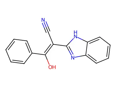 (Z)-2-(1H-benzo[d]imidazol-2-yl)-3-hydroxy-3-phenylacrylonitrile structure