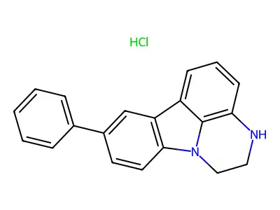 1H-Pyrazino(3,2,1-jk)carbazole, 2,3-dihydro-8-phenyl-, monohydrochloride structure