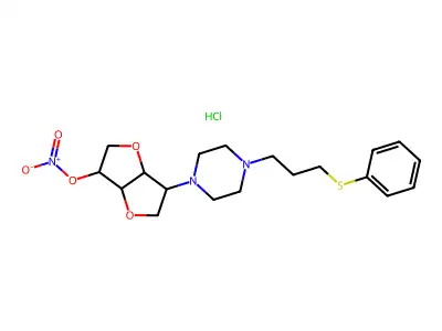 2-Deoxy-2-(4-(3-phenylthiopropyl)piperazin-1-yl)-1,4:3,6-dianhydro-D-glucitol 5-nitrate HCl structure