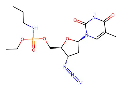 3'-Azido-3'-deoxythymidine-5'-(ethyl propylamino)phosphoramidate structure