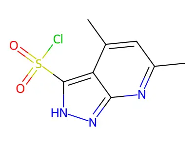4,6-dimethyl-1H-pyrazolo(3,4-b)pyridine-3-sulfonyl chloride structure