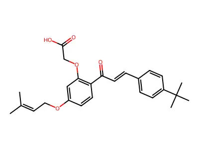 4-t-Butyl-2'-carboxymethoxy-4'-(3-methyl-2-butenyloxy)chalcone structure