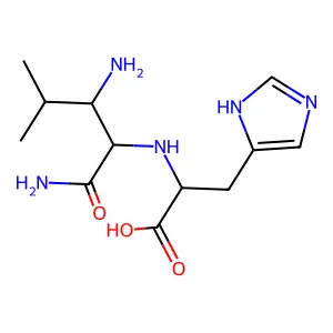 N-(2-amino-1-(aminocarbonyl)-3-methylbutyl)histidine structure