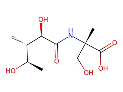 (2S)N-((2R,3S,4R)-2,4-Dihydroxy-3-methyl-pentanoyl)-2-methylserine structure
