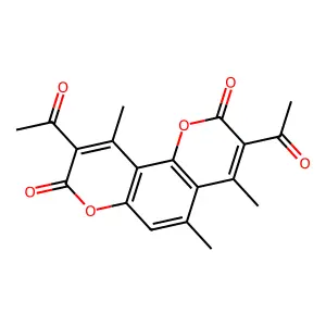 3,9-Diacetyl-4,5,10-trimethylpyrano[2,3-h]chromene-2,8-dione structure