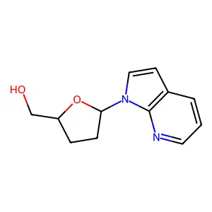 2-Furanmethanol, tetrahydro-5-(1H-pyrrolo(2,3-b)pyridin-1-yl)-, (2S-cis)- structure