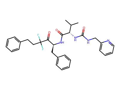 Butanamide, N-(3,3-difluoro-2-oxo-5-phenyl-1-(phenylmethyl)pentyl)-3-methyl-2-((((2-pyridinylmethyl)amino)carbonyl)amino)-, (S-(R*,R*))- structure